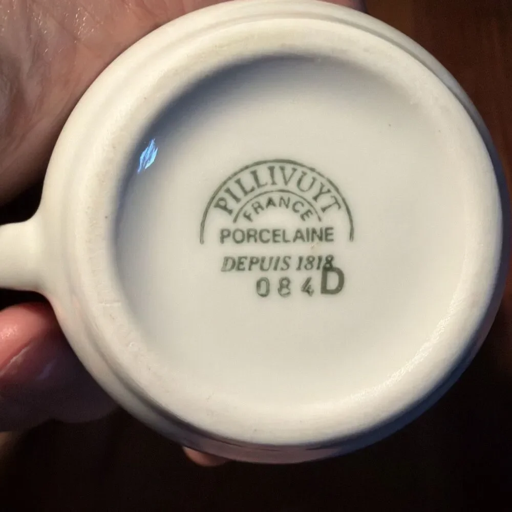 Exceptionally Rare Vintage Pillivuyt Fruit And Ribbon Theme Creamer And Sugar
